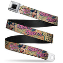 Wonder Woman Black Silver Seatbelt Belt - Wonder Woman Strength & Power Webbing