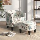 Modern Accent Tub Chair and Ottoman Set with Fabric Upholstered-Beige