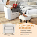 Modern Club Swivel Accent Chair with Ottoman Footrest Curved Backrest