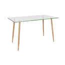 Modern Glass Rectangular Dining Table with Metal Legs