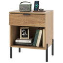 Modern Nightstand with Charging Station-Natural