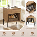 Modern Nightstand with Charging Station-Natural