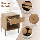 Modern Nightstand with Charging Station-Natural