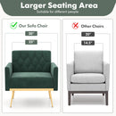 Modern Velvet Accent Chair with Button Tufted Back Golden Metal Legs and Adjustable Foot Pads
