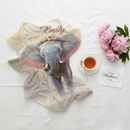 Personalized Elephant Blanket with Name | Floral Crown Design | Custom Gift for Girls, Women & Elephant Lovers