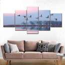 Pink Sky Over Ducks Wall Art