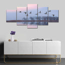 Pink Sky Over Ducks Wall Art