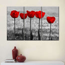 Five Red Tulips Wall Art