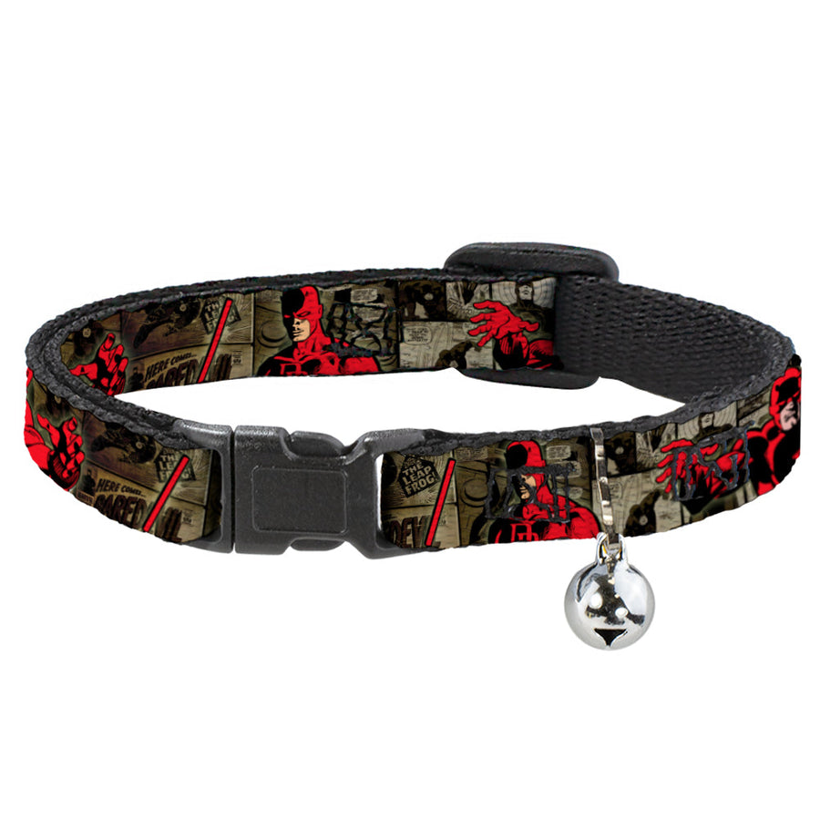 Cat Collar Breakaway - DAREDEVIL Action Poses Comic Panels Grays Red