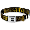 Batman Full Color Black Yellow Seatbelt Buckle Collar - BATMAN w/Bat Signals & Flying Bats Yellow/Black/White