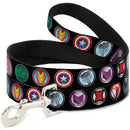 Dog Leash - 9-Avenger Icons Black/Multi Color