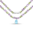 32.50 Carat Genuine Multi Stones .925 Sterling Silver Necklace