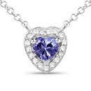 0.55 Carat Genuine Tanzanite and White Topaz .925 Sterling Silver Necklace