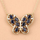 2.16 Carat Genuine Blue Sapphire and White Zircon .925 Sterling Silver Necklace