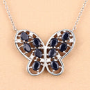 2.16 Carat Genuine Blue Sapphire and White Zircon .925 Sterling Silver Necklace