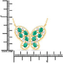 1.56 Carat Genuine Emerald and White Zircon .925 Sterling Silver Necklace