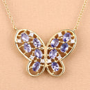 1.86 Carat Genuine Tanzanite and White Zircon .925 Sterling Silver Necklace