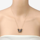 2.94 Carat Genuine Blue Sapphire and White Zircon .925 Sterling Silver Necklace