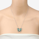 2.60 Carat Genuine Emerald and White Zircon .925 Sterling Silver Necklace