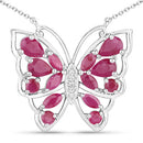 2.88 Carat Genuine Ruby and White Zircon .925 Sterling Silver Necklace