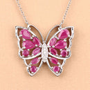2.88 Carat Genuine Ruby and White Zircon .925 Sterling Silver Necklace