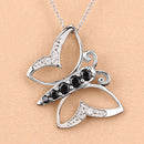 0.56 Carat Genuine Blue Sapphire and White Zircon .925 Sterling Silver Necklace