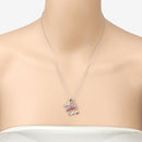 0.62 Carat Genuine Ruby and White Zircon .925 Sterling Silver Necklace