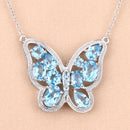5.54 Carat Genuine Swiss Blue Topaz .925 Sterling Silver Necklace