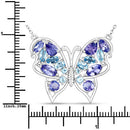 3.60 Carat Genuine Tanzanite and Swiss Blue Topaz .925 Sterling Silver Necklace