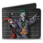 Bi-Fold Wallet - Harley Quinn Hugging Joker Pose Lineup Grays