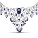 40.93 Carat Genuine Glass Filled Sapphire and White Diamond .925 Sterling Silver Necklace