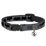 Cat Collar Breakaway - Bat Logo Transitions Gray Black