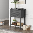 Narrow Console Table with 3 Storage Drawers and Open Bottom Shelf