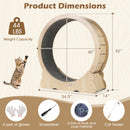 40 Inch Large Cat Exercise Wheel with Lockable Mechanism and Carpeted Runaway for Indoor Cats-Natural