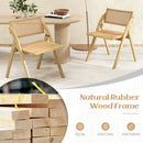 Foldable Dining Chairs Set of 2 with Woven Rattan Backrest