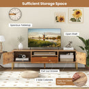 Mirrored TV Stand for TV up to 65 Inch with Spacious Tabletop and 2 Storage Cabinets-Natural
