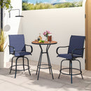 2 Pieces 360 Rotating Bar Stool Set with Armrests for Patio