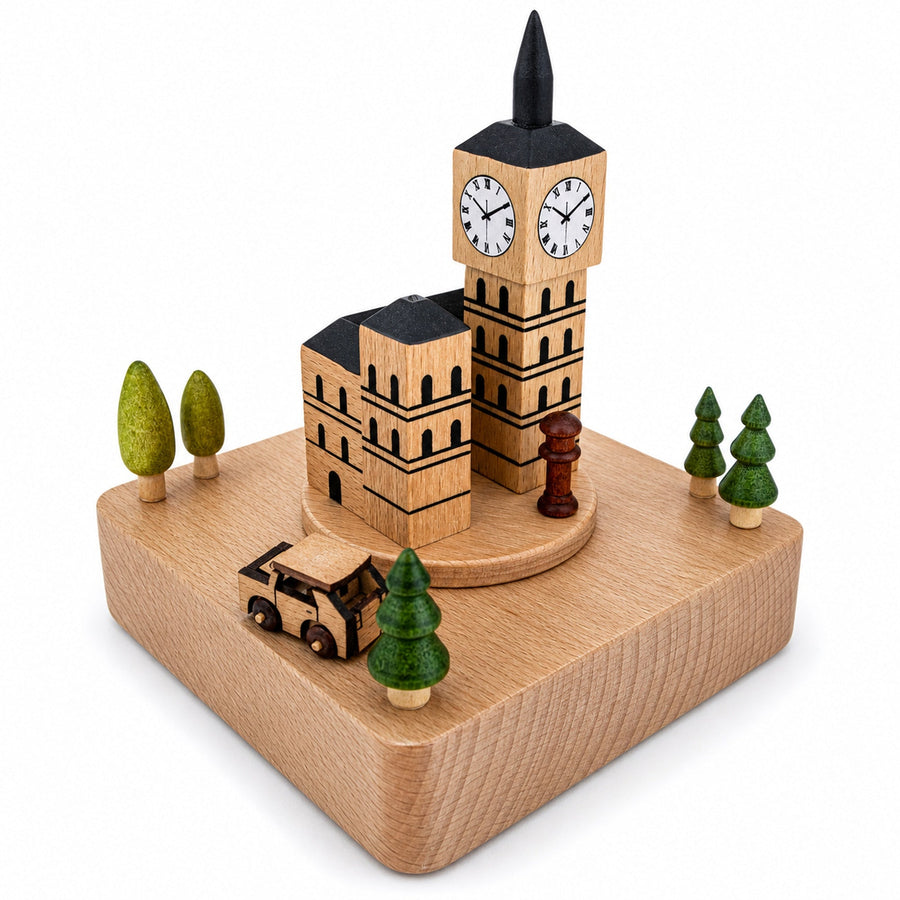 Big Ben, London Musical Figurine with Moving Magnetic Car