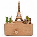 Eiffel Tower Wooden Musical Figurine - Moving Paris Car Music Box 5.8 Inches