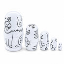 5 Unpainted Animals Wooden Nesting Figurines 4.75 Inches