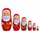 Set of 6 Santa with Christmas Gifts Wooden Nesting Dolls 5.5 Inches