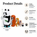 Panda, Tiger, Leopard, Monkey, Eagle Wooden Nesting Dolls
