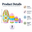 Set of 5 Ukrainian Style Easter Eggs Wooden Nesting Dolls 5 Inches