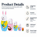Set of 5 Bunnies Wooden Nesting Dolls 7 Inches Tall
