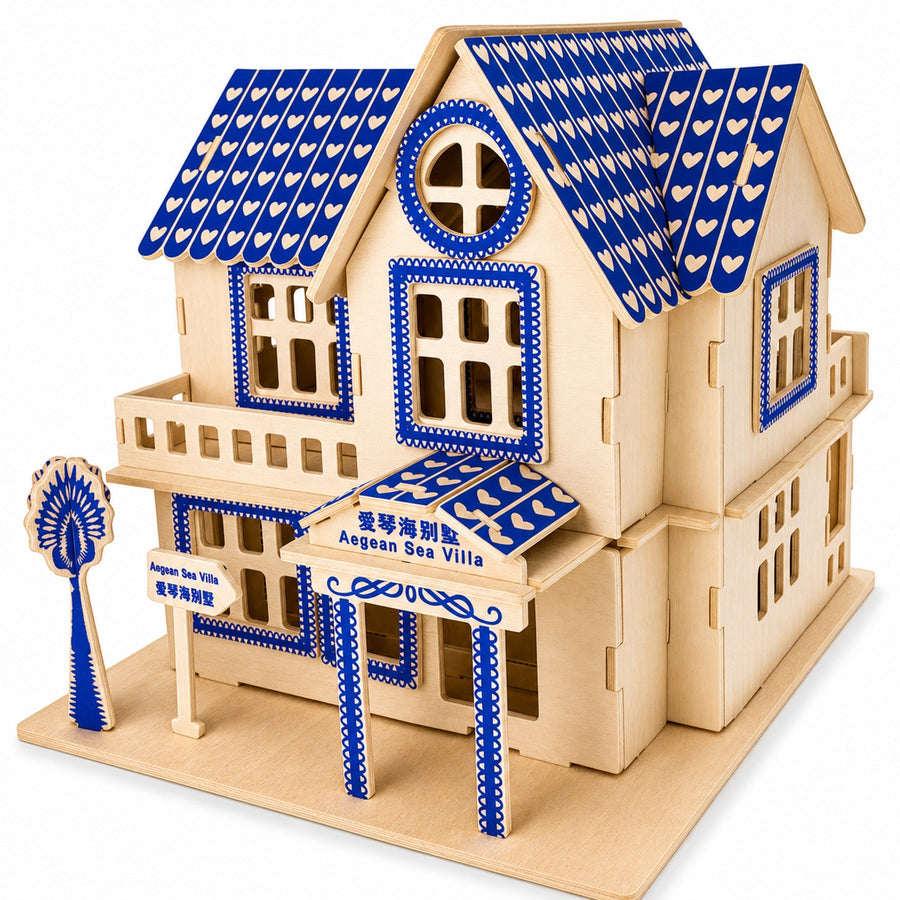Family Home House Building Model Kit Wooden 3D Puzzle
