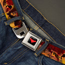 Nightwing Logo Full Color Black Red Seatbelt Belt - NIGHTWING Poses/Bats Welcome to Gotham Comic Book Cover Webbing