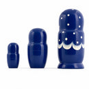 Set of 3 Wooden Floral Nesting Dolls - 3.5" Blue & Purple Flower Matryoshka