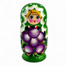 3 Daffodils Flowers on Green Dress  Wooden Nesting Dolls 3.5 Inches