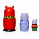 Set of 3 Cat with Balalaika Music Instrument Nesting Figurines 3.5 Inches