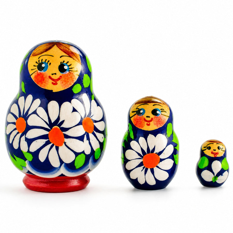 Set of 3 Wooden Daisy Nesting Dolls - 2